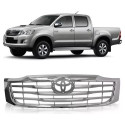 Grade Dianteira Hilux 2012 2013 14 15 Cinza Moldura Cromada
