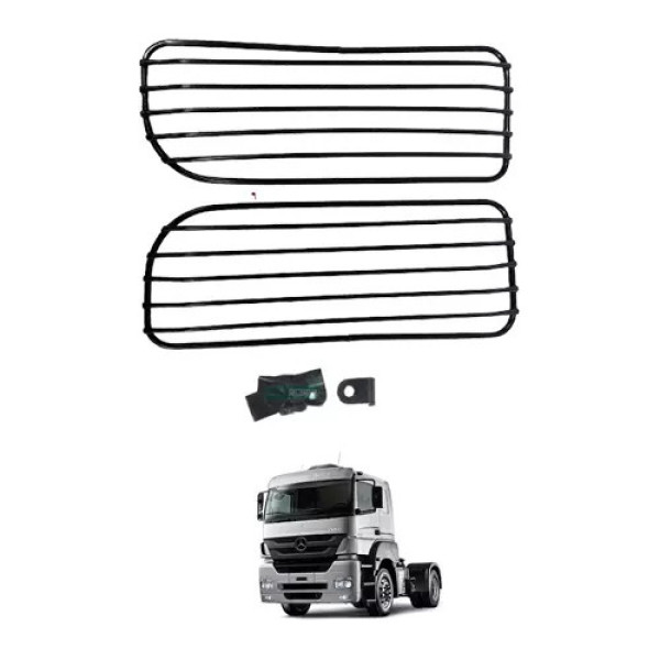Par Proteção Grade Farol Auxiliar M Benz Axor Preto - Mb-132